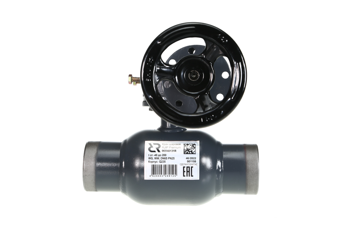 Ридан RJIP Premium 065N0161GR — Кран шаровой WW DN250 PN25 WG (приварной, с редуктором, стандартный проход)