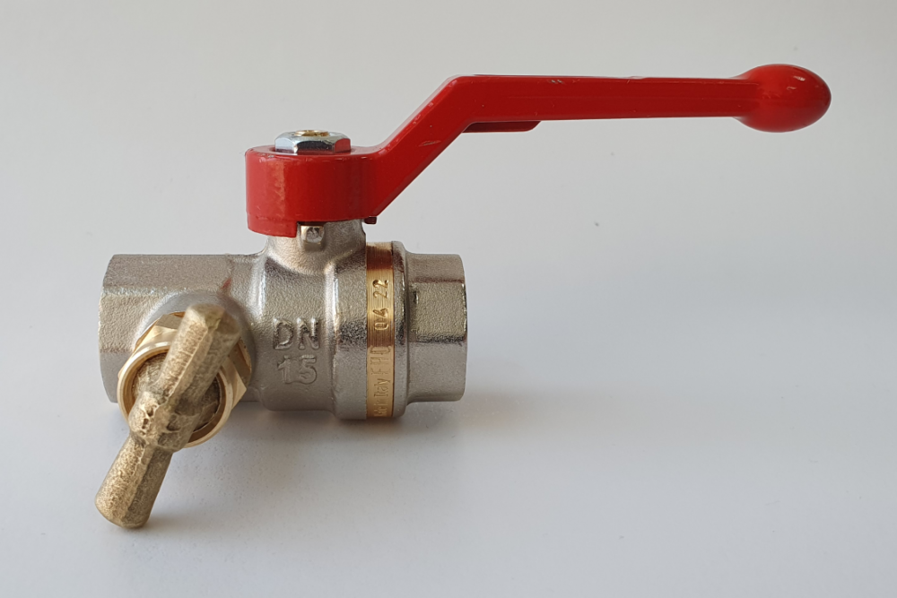 Ридан латунный шаровой кран BVR-DR с внутренней резьбой и спускным элементом Ду 25 мм, PN 40 бар