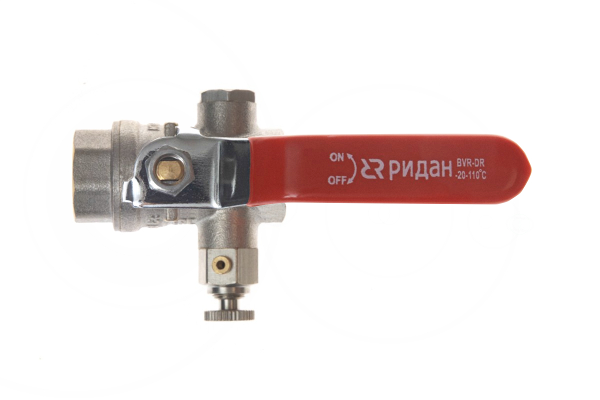 Ридан BVR-DR 065B8317R — Кран шаровой PN40 DN20 с внутренней резьбой и спускным элементом; Т от -20 _ ...+110 _; материал корпуса латунь CW602N