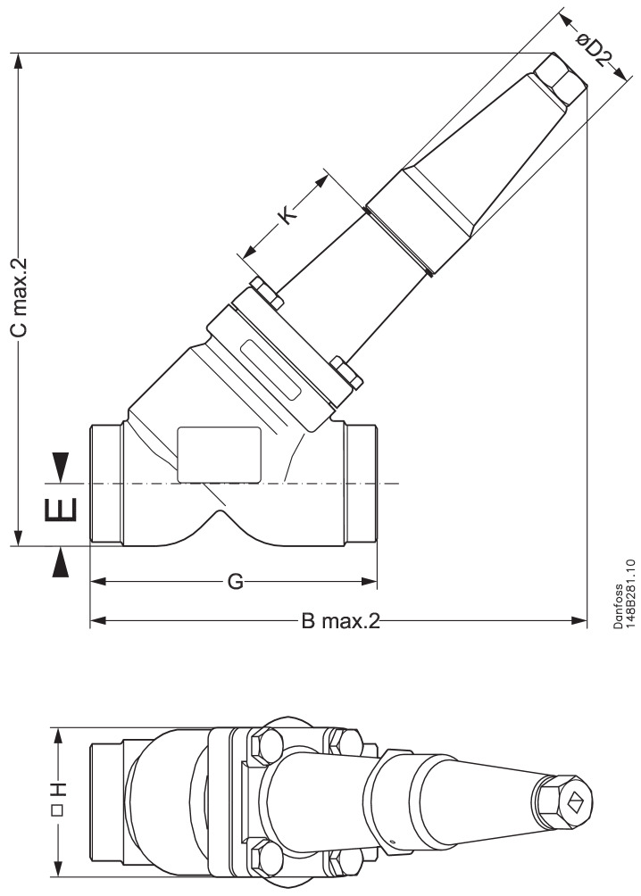 SVA-S 50 A STR CAP Запорный клапан